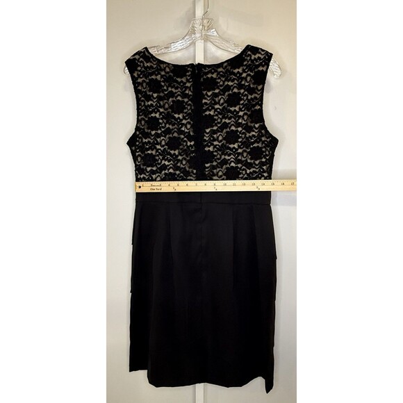 Connected Apparel Black Lace Overlay Tiered Sheath Dress Floral Rosette 12 - Picture 5 of 10